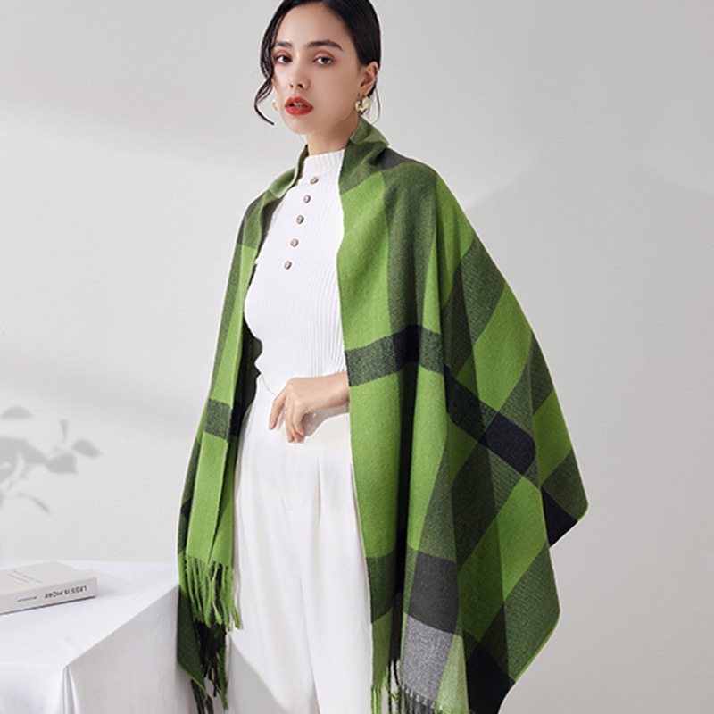 Nueva moda sarga caliente chal regalo de viaje venta directa de la borla bufanda de las mujeres de cachemir-como grande a cuadros de invierno