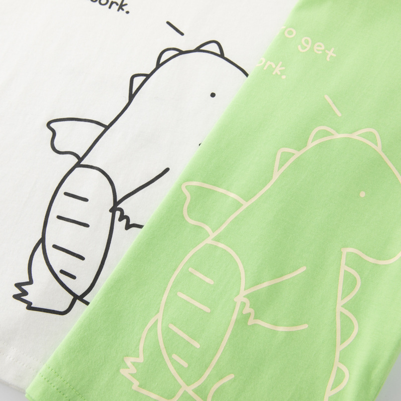 Betop camiseta de manga corta para niños verano nueva ropa para niños ropa para bebés dibujos animados dinosaurio cuello redondo media manga comercio exterior al por mayor
