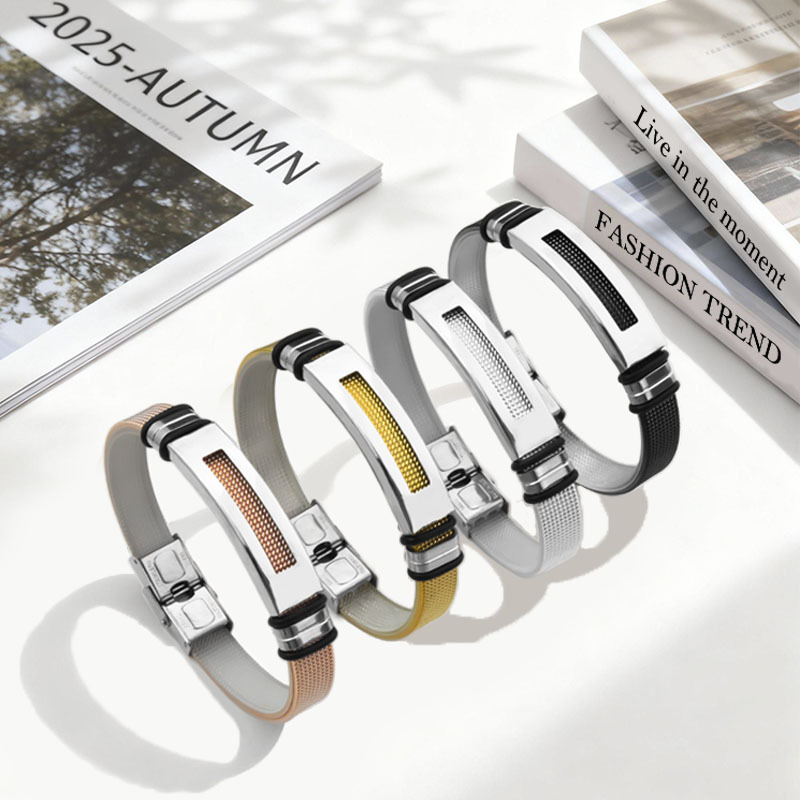 European and American Cross-Border New Fashion Versatile Men's Punk Style Stainless Steel Geometric Couple Bracelet Dropshipping