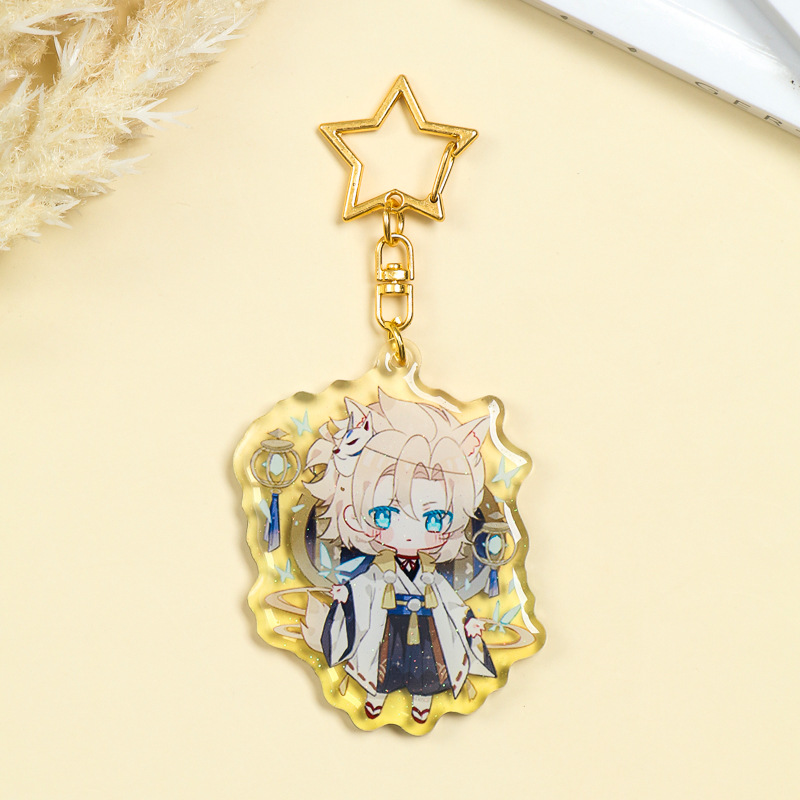 DIY亚克力卡通动漫人物人形钥匙扣漫展周边钥匙链双面夹层钥匙圈