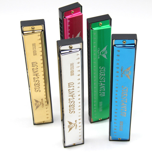 New music chromatic harmonica 24 holes street stall kindergarten playing small mouth organ cartoon toy factory wholesale