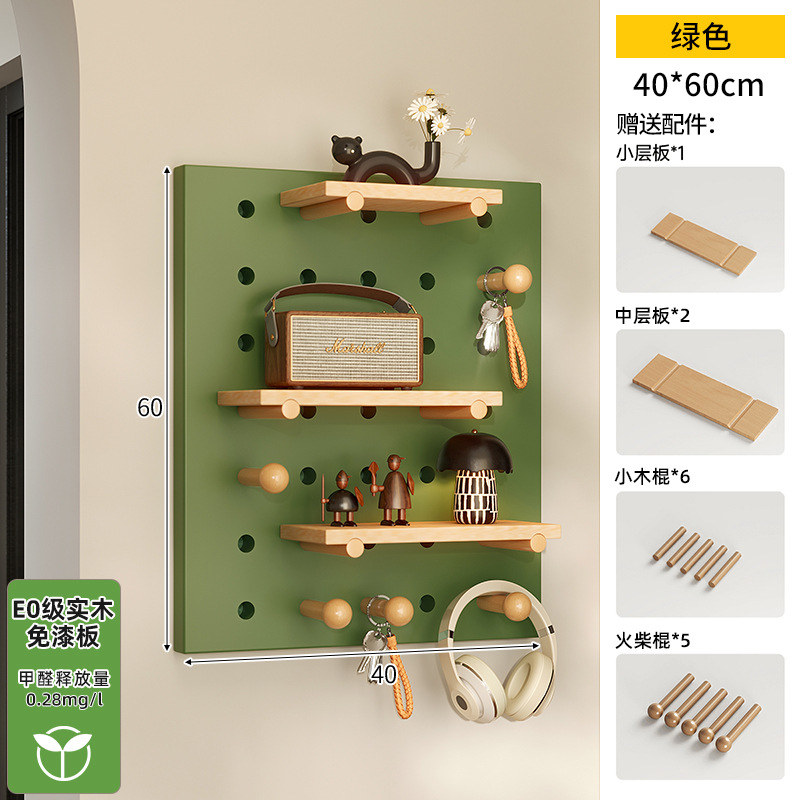 Hoyo de madera de color nuez hoyo tablero estante de madera sólida pared de modelado puerta de entrada de la casa pared detrás de la decoración estante de exhibición