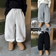 童酷男童2025冬款百搭字母贴标宝宝休闲裤纯色加绒保暖儿童卫裤潮