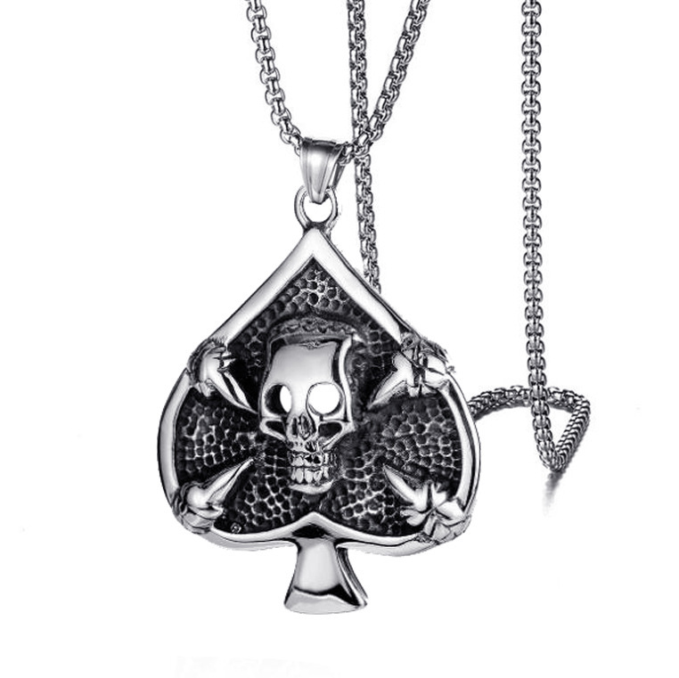1 Piece Retro Skull Titanium Steel Stoving Varnish Unisex Pendant Necklace