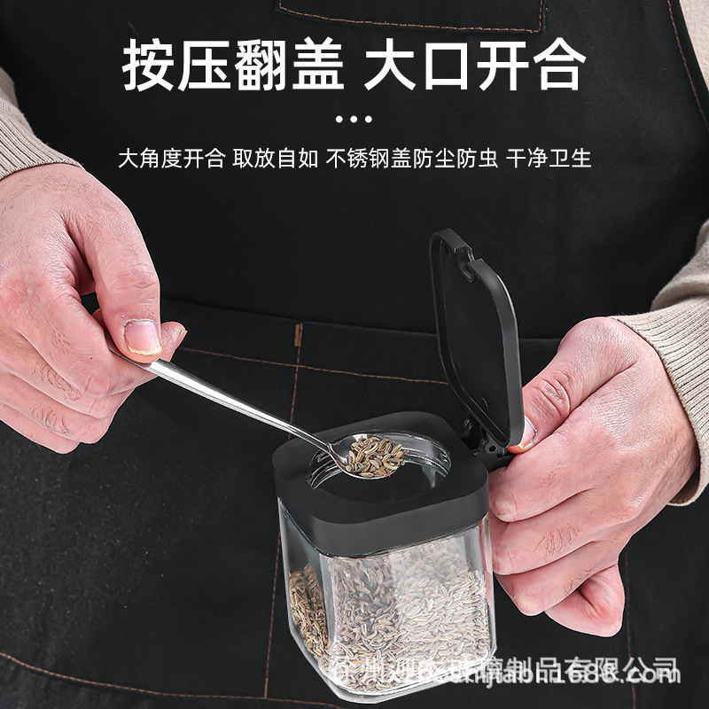 調味缶ガラス塩缶台所調味料瓶缶家庭用調味料塩味の素調味料箱セット|undefined