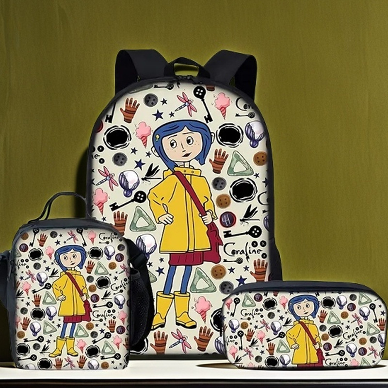 Transfronterizo de tres piezas conjunto de mochila de estudiantes conjunto de mochila ligera al por mayor mochila de hombro de gran capacidad logotipo imprimible