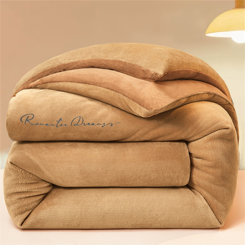 Milk Velvet Quilt Quilt Student Dormitory Double-Sided Velvet Winter Quilt Flannel Quilt Core Bedding 2025 New Wholesale