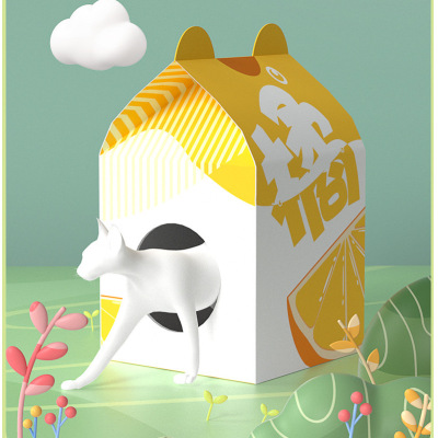 Corrugated paper Cat litter Kitty Carton Bluish white Color matching Pets kitten House Closed villa On behalf of