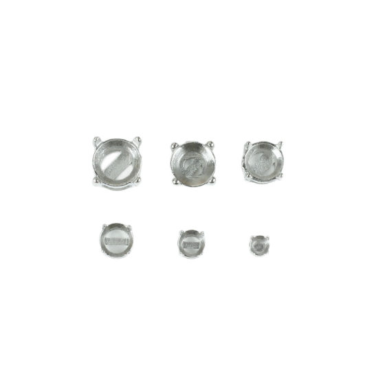 Factory in stock wholesale stainless steel jewelry accessories double-layer hollow four-claw support round claw diamond empty support ear studs pendant