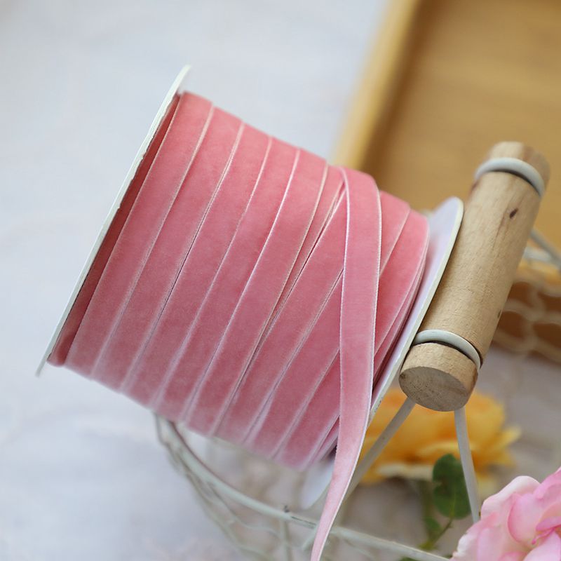 1cm de ancho terciopelo flocado correa de tejido correa de arco correa de ropa hecha a mano sombrero accesorios accesorios materiales DIY