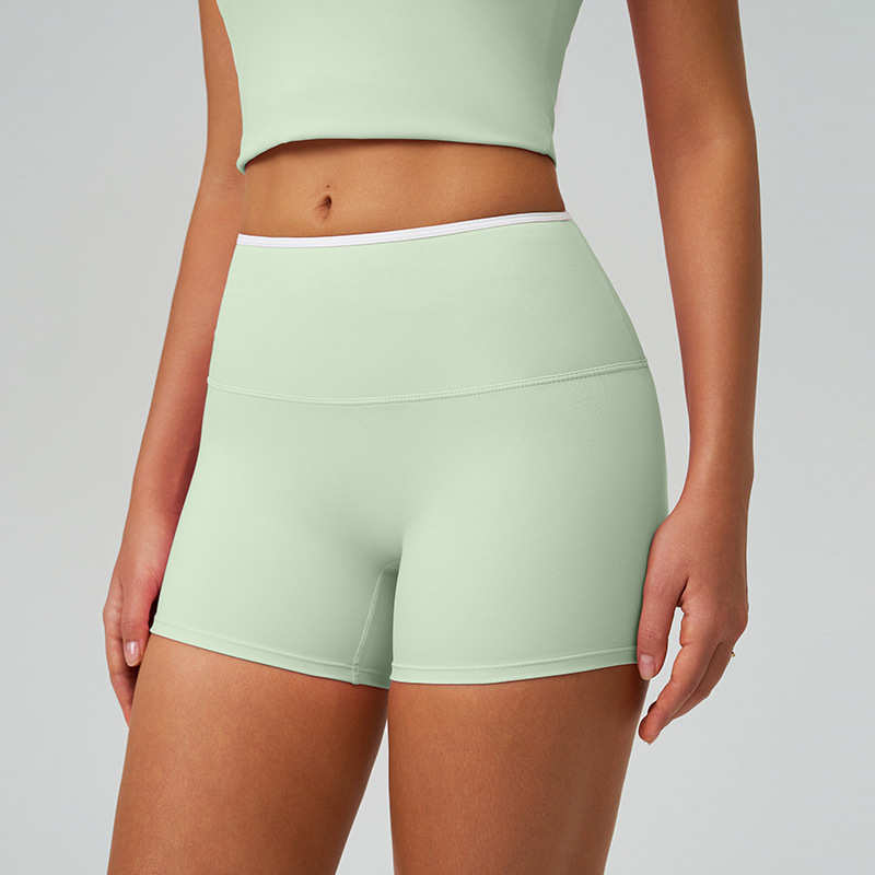 Pantalones cortos de yoga transfronterizos desnudos ajustados de cintura alta elevación de cadera rápida secado deportivo de ejercicio deportivo pantalones cortos casuales 9238