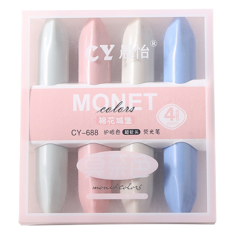 Gran capacidad resalte pluma de alto aspecto Monet color super suave cabeza mano cuenta pluma conjunto estudiante graffiti clave marcado pluma