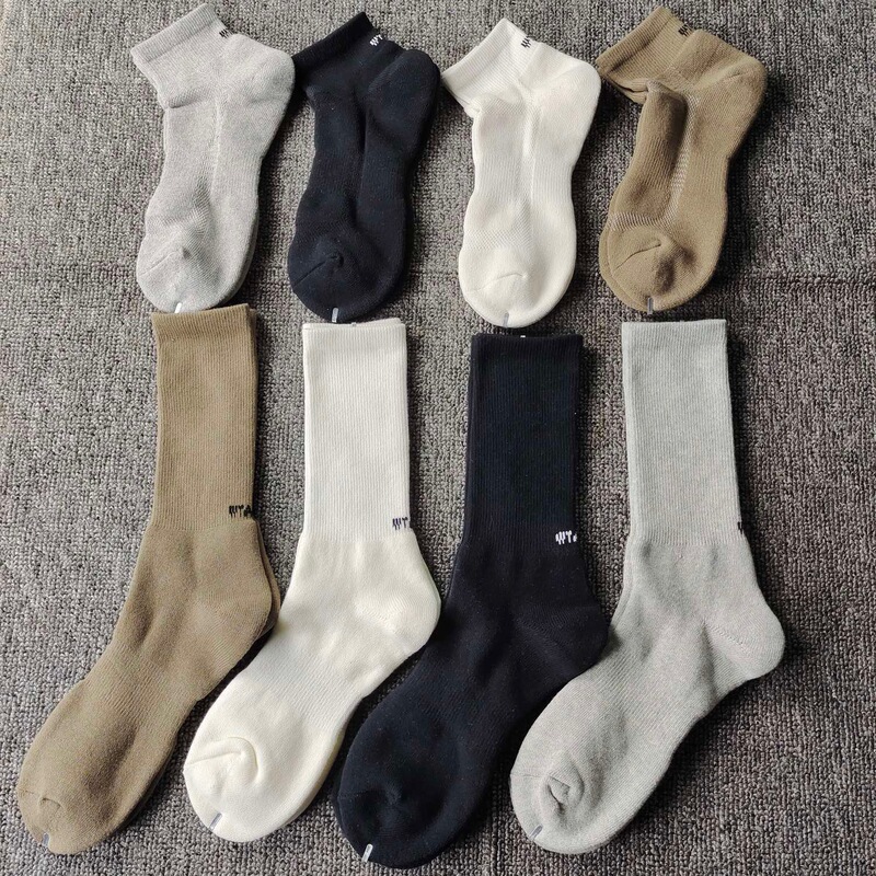 Japanese Style Wtaps Nishiyama Tetsu Socks, Solid Color, Unisex, Simple and Versatile, Mid-Calf, Thickened Towel Bottom, Workwear, Ins Basketball