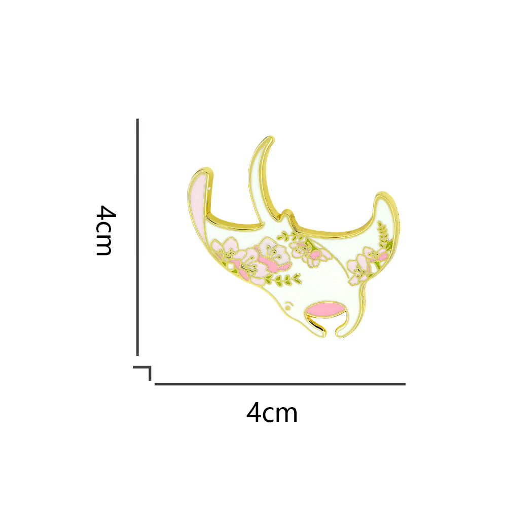Pink Floral Manta Ray Enamel Brooch Ocean Lover Diver Metal Badge Accessories