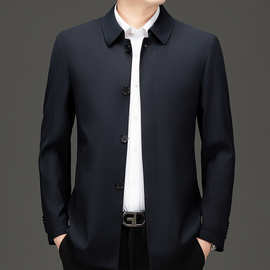 男士羊毛茄克外套秋冬商务休闲百搭翻领夹克职业行政爸爸上衣批发