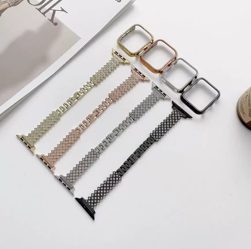 适用applewatchS10菱形波浪满镶钻iwatch s10/9/8/7智能手表表带