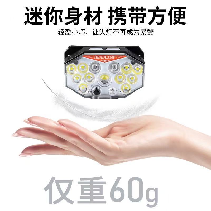 Faros con sensor de luz fuerte transfronterizos recargables LED súper brillantes luces de campamento de pesca al aire libre linterna de larga duración