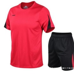 外貿2024運動套裝男排汗圓領夜跑戶外冰絲透氣口袋五分褲短袖上衣