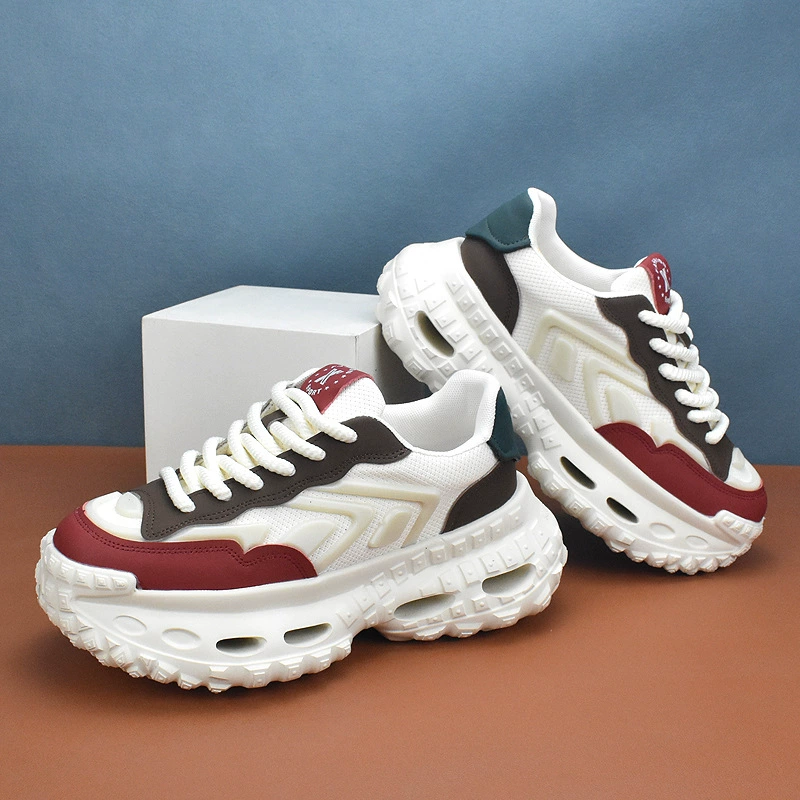 Кожаная тенденция низкая помощь повседневная дышащая доска обувь весной новая мужская обувь на толстой подошве 2025 корейская версия универсальной белой обуви