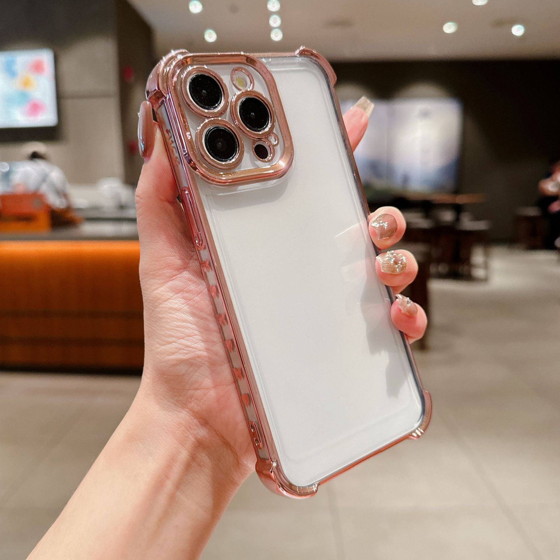 Aplicable a Apple 17 Promax galvanizado lateral amor mariposa caso de teléfono iPhone 16 caso suave a prueba de caídas