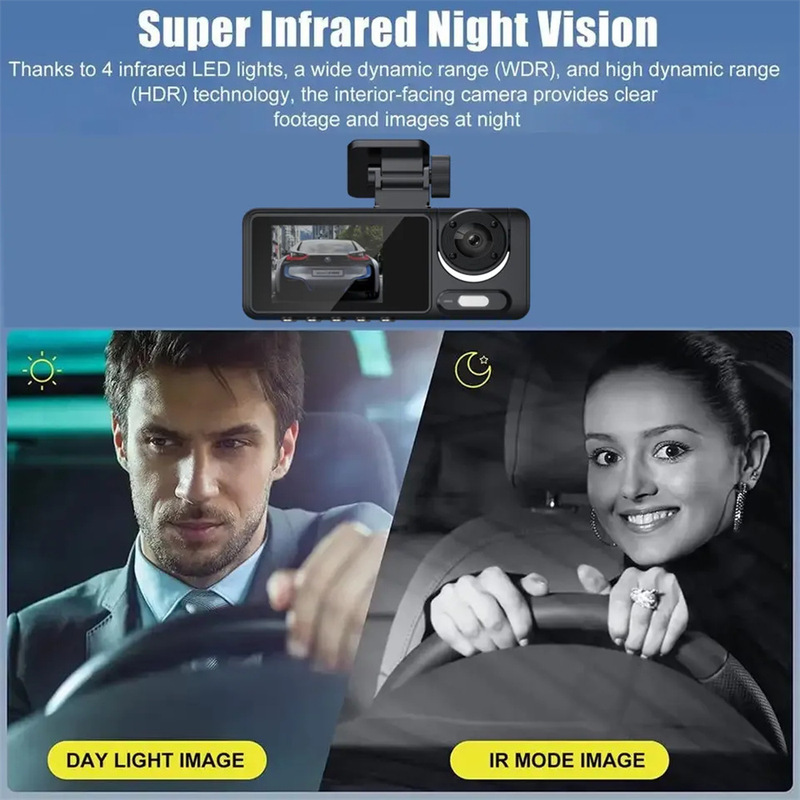 国境を越えた新型三録ドライブレコーダhd 1080p三レンズwifi接続夜視広角記録計|undefined