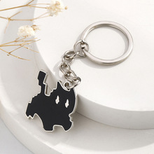 欧美热销外贸合金猫咪民族风乌克兰地图吊坠钥匙扣挂件礼品跨境饰