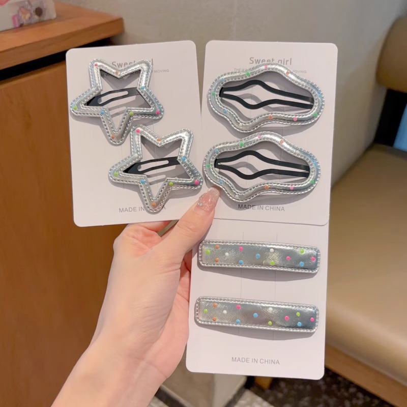 Punto de onda de color nubes clip de cabello para niños corteza plateada clip de cabello para niñas clip de frangeo lateral clip de cabello dulce clip de cabello BB