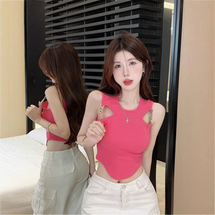 Design sexy short fitted top with cups sleevless, trend of season