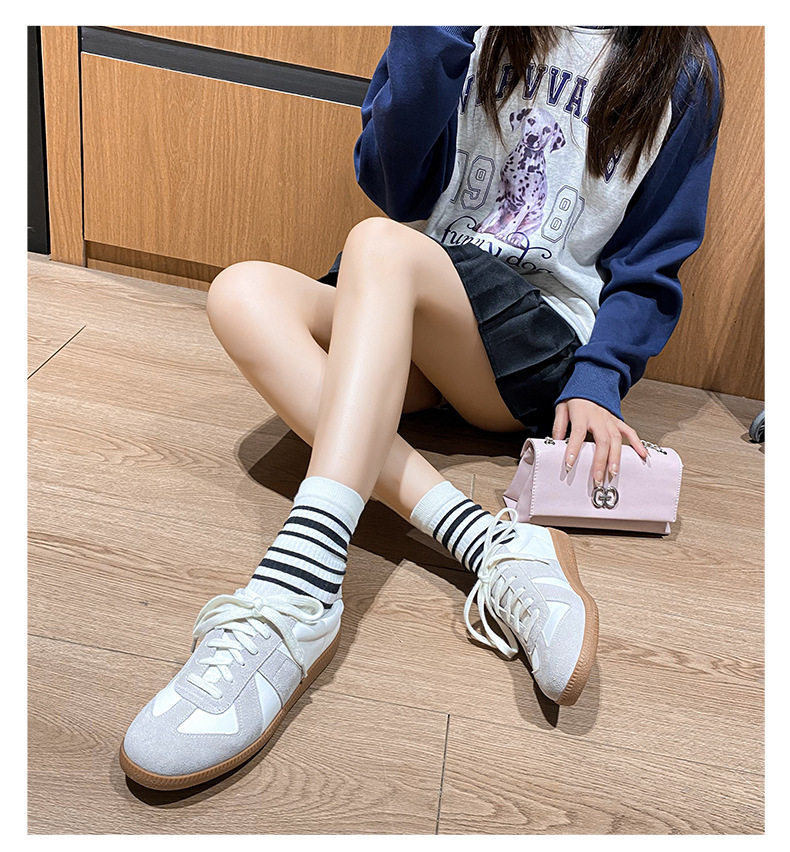 Giày sneaker nữ da thật cổ thấp phong cách tối giản, đế cao su chống trượt — V2 lót nhung, V2 một lớp bên trong chi tiết 13