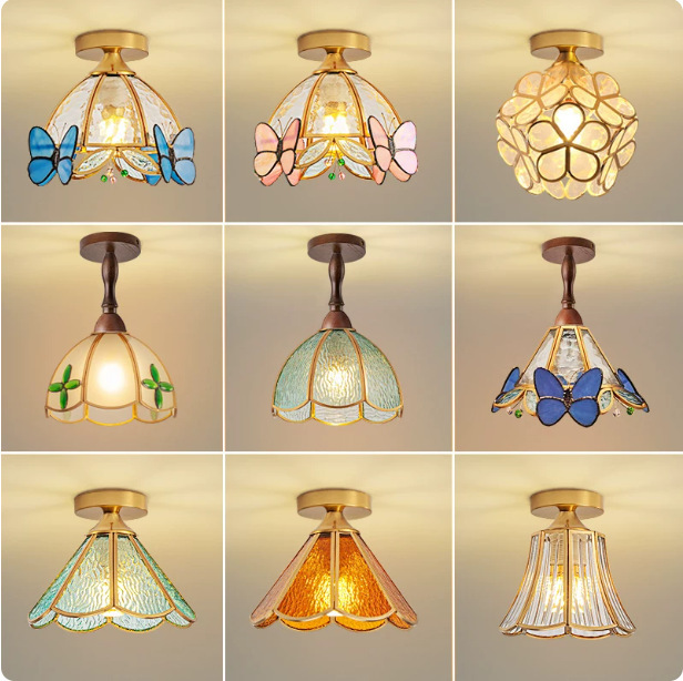 New light luxury French pastoral vintage-style small ceiling light for corridor, hallway, entrance, staircase, and balcony New light luxury French pastoral vintage-style small ceiling light for corridor, hallway, entrance, staircase, and balcony