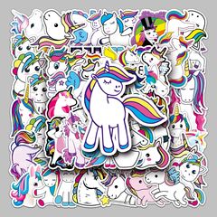 51張彩虹馬獨角獸卡通動物塗鴉行李箱筆記本電腦汽車防水裝飾貼紙
