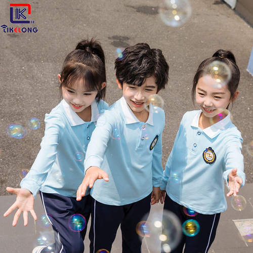 Primary school uniforms, spring and autumn T-shirts and trousers, two-piece kindergarten uniforms, autumn British style children's class uniforms