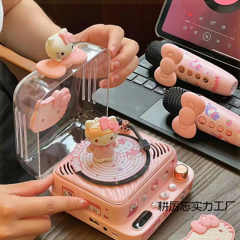 KT 猫レコードプレーヤーオーディオ Bluetooth スピーカー一体型マイクカラオケ誕生日ギフト女の子猫ホットセールウェブサイト|undefined
