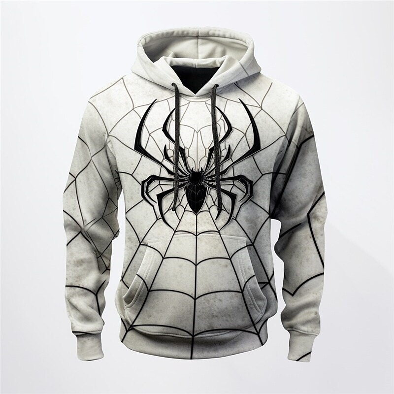 2024 Men's Fashion Sweatshirt 3D Spider Print Autumn Casual Pattern Oversized Hoodie Trendy Harajuku Street