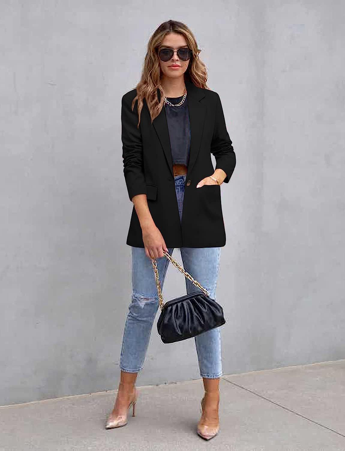 420g Weight Blazer Outerwear Type Long Sleeve Sleeve Length Single Breasted Placket Type Polyester Fabric Type Blazer Tops Type 1 Piece Quantity Business, Cocktail Party Occasion Turndown Neckline Slim Fit Type Solid Color Pattern Spring, Autumn Season Women's Gender Pocket Design Elegant, Formal Style Women's Blazer Long Sleeve Blazers Pocket Elegant Formal Solid Color 21