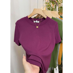 夏のシンプルな純色ネット赤半袖白tシャツ女性の半袖tシャツの弾力性