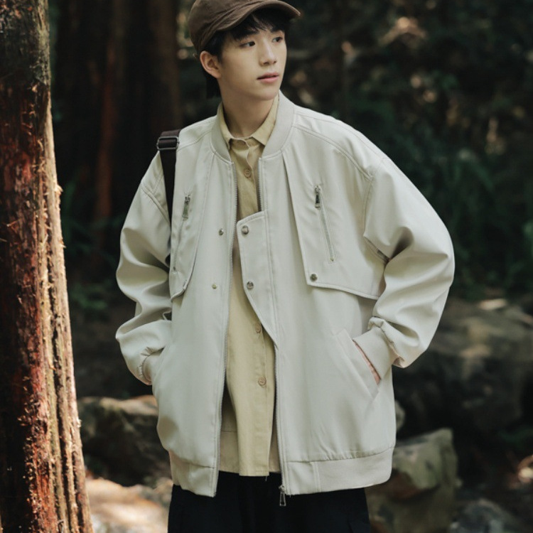 Traje de béisbol de diseño de nicho americano retro para hombres primavera y otoño nuevo estilo suelto calle alta vibe chaqueta de traje de vuelo chaqueta