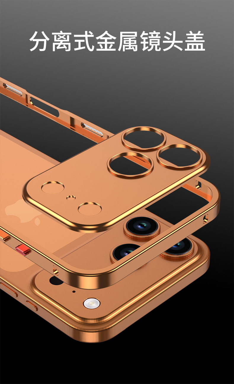 Ốp lưng điện thoại tản nhiệt khung kim loại chống sốc cho iPhone 12–17 Pro/Max — Đen, Bạc, Tím đậm, Titan nguyên bản chi tiết 5