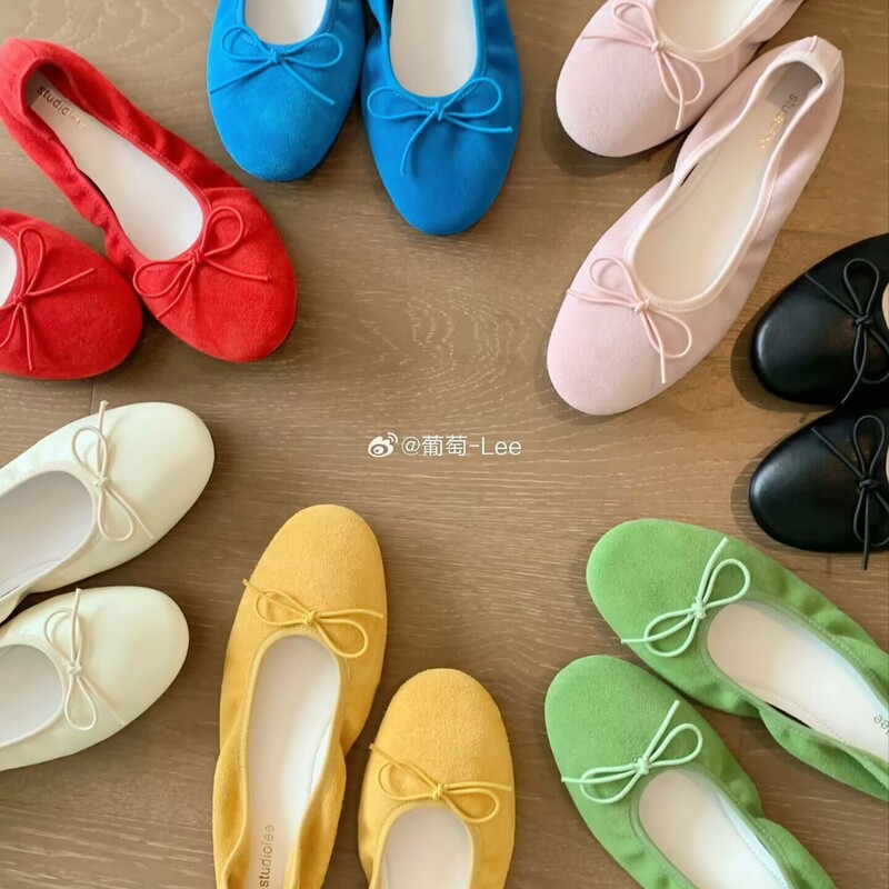 Egg Roll Ballet Ultra-Soft Round-Toe Bowknot Commuter Shallow Low-Heeled Single Shoes for Women 2026 New Style Shallow French Flat Shoes