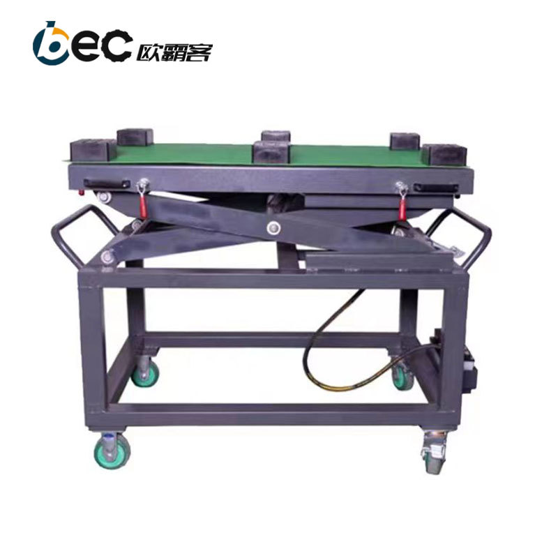 Elevador electromecánico/neumático OBEC para vehículos de nueva energía, elevador plano para desmontaje y reparación de baterías de vehículos eléctricos.