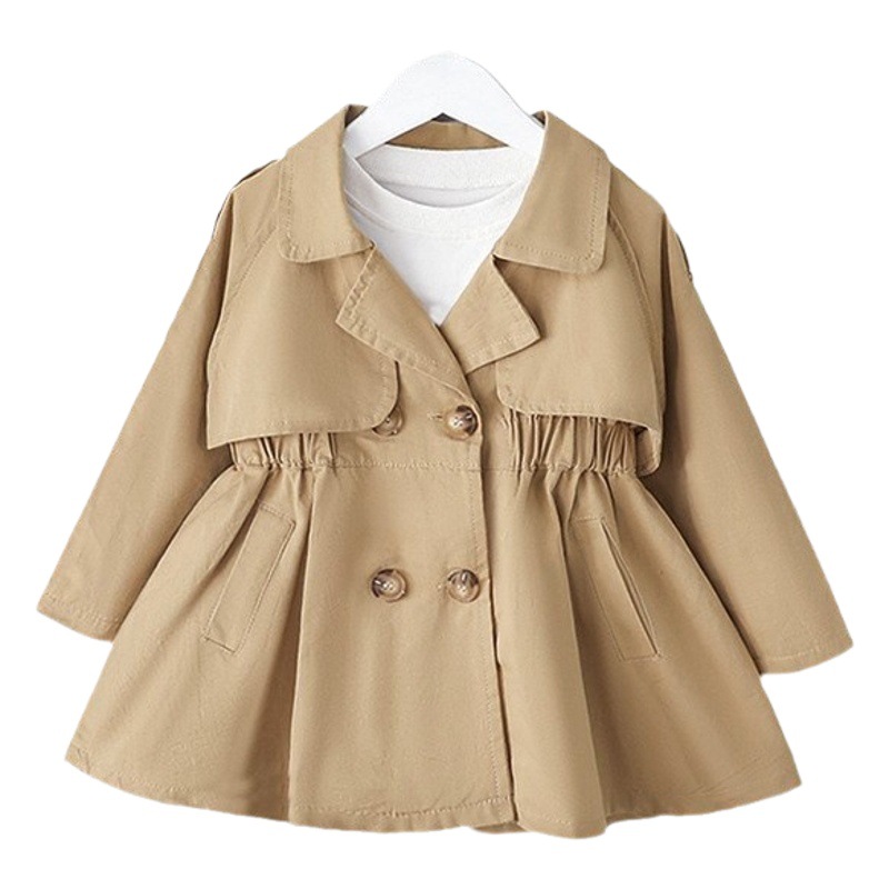 Girls' Autumn Windbreaker Jacket, New Korean Style Mid-Length Coat for Spring and Autumn, Fashionable Autumn Style for Small and Medium-Sized Children and Toddlers