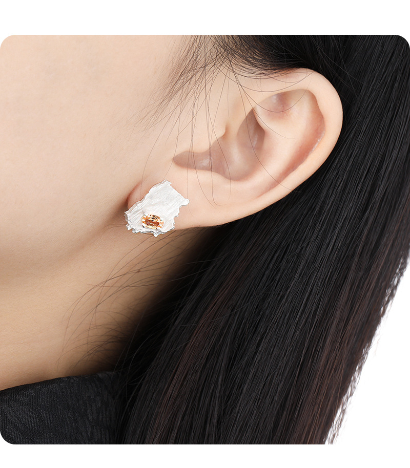 1 Pair Simple Style Classic Style Color Block Inlay Sterling Silver Rhinestones Ear Studs display picture 1