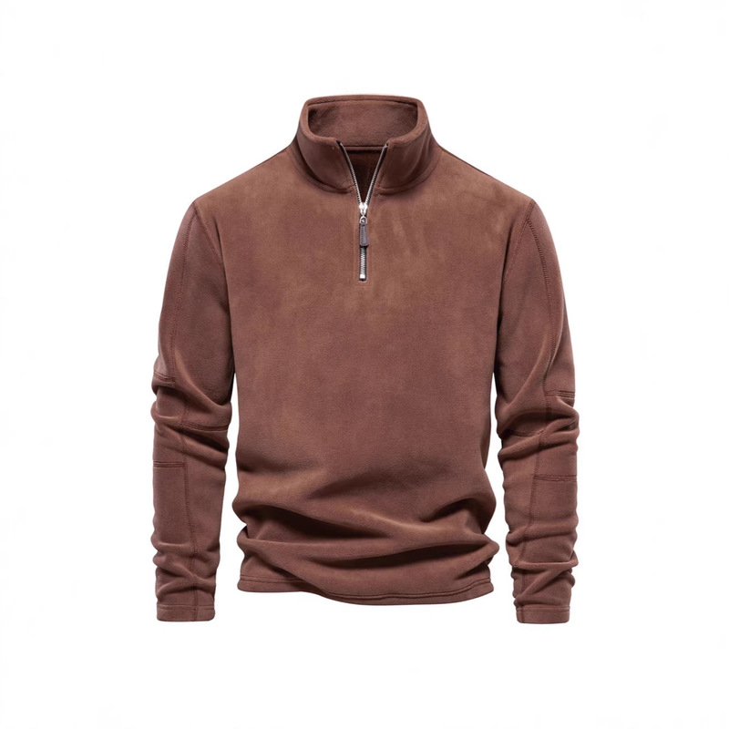 Men's Autumn and Winter New Style Stand-Up Collar Half-Zip Long-Sleeved Polo Shirt Cross-Border Trendy Versatile Men's Fleece Top