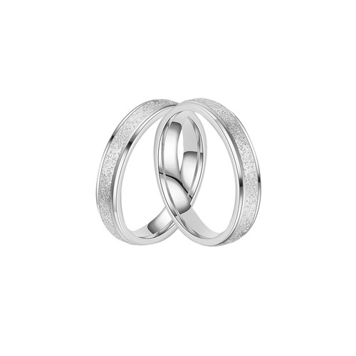 Stainless steel pearl sand ring, titanium steel sandblasted ring, non-fading women's niche couple's finger accessory