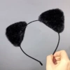 Black plush cat ear hoop