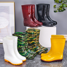 雨鞋男士中筒迷彩劳保鞋加绒保暖防水鞋雨靴男批发防滑鞋增高胶鞋