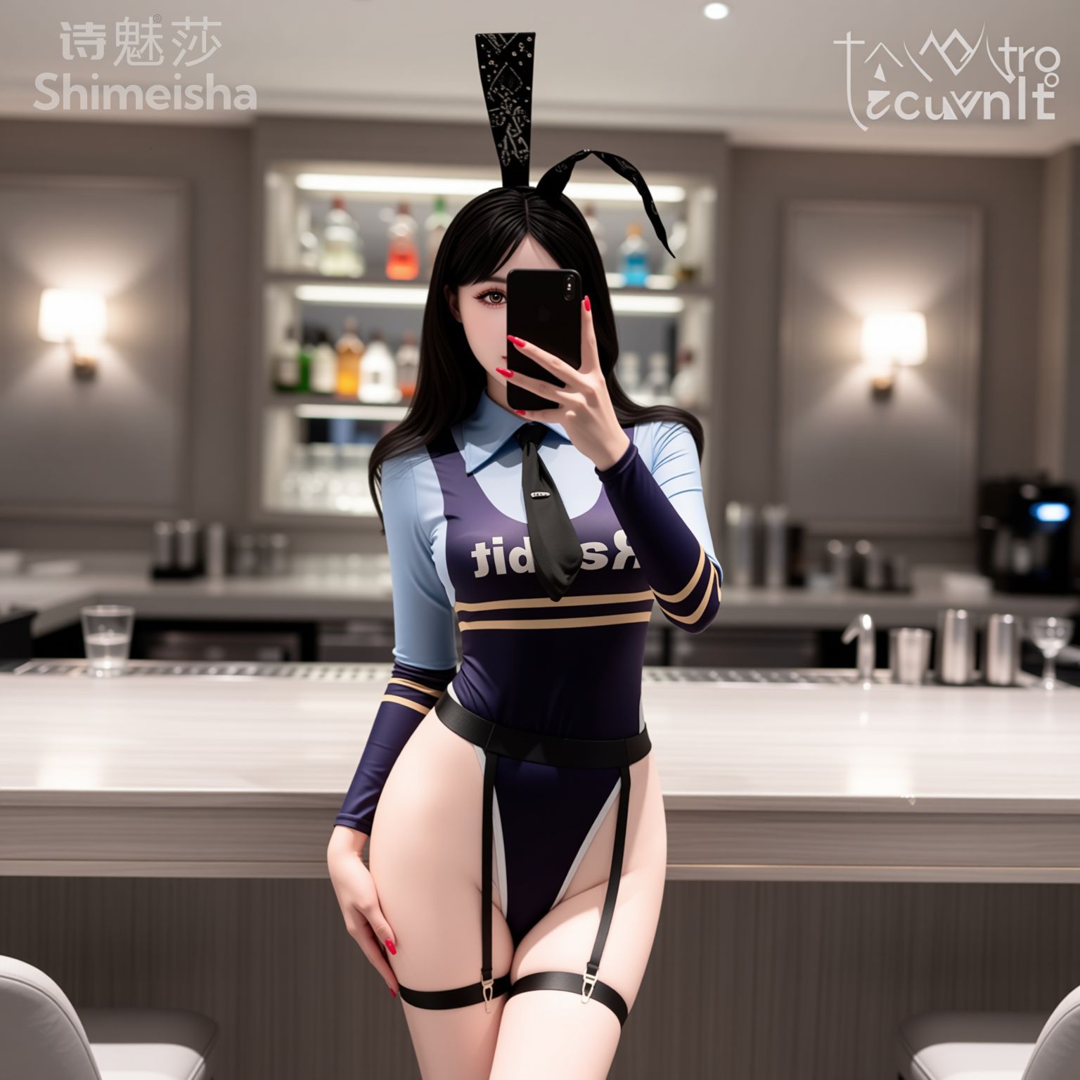 诗魅莎：情趣内衣热辣开裆兔子教官套装性感调情免脱连体衣制服