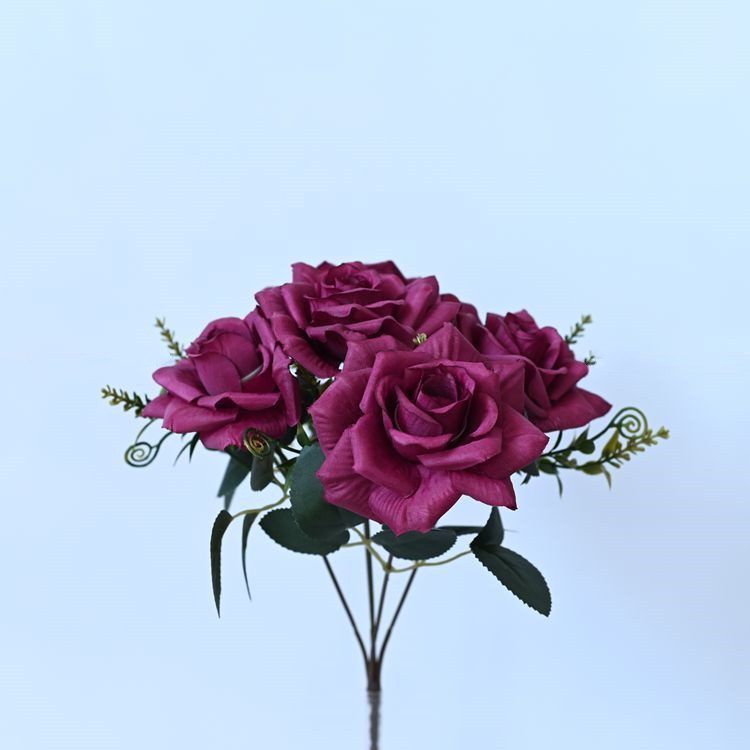 Simulación de rosas de 5 cabezas de rosas de bordes de boda fotografía decoración decorativa accesorios para el hogar flores de simulación flores falsas rosas