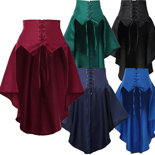 Cross-Border European and American Medieval Skirt Pirate Ruffle Irregular Half-Length Renaissance Halloween Performance Skirt