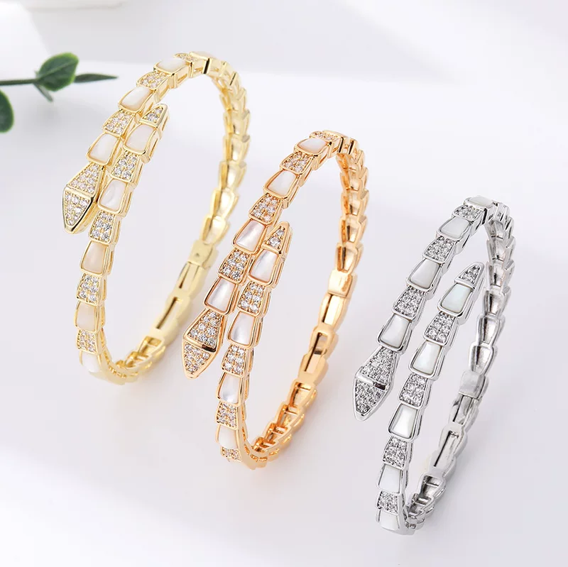 Браслет Shell Spirit Snake Bone, Поле Звезд и блица Даймонд ВЫСОГО уровня, браслет дома T, подсветка, роскошь, текстура, персонализированное оформление руки для женщин